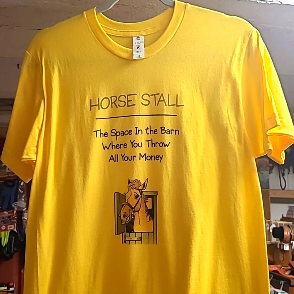 Yellow cotton t-shirt with horse print on front